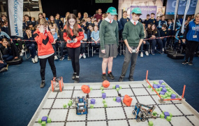 Primary school students taking part in the regional final of the Dell Technologies VEX IQ Robotics Competition