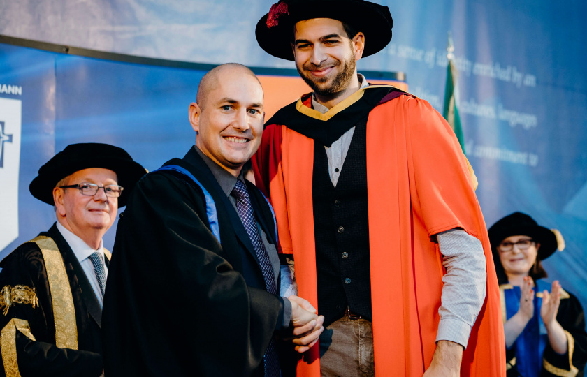 Graduation 2019: Dr Lorenzo Girardi pictured with his supervisor Dr Basil Vassilicos