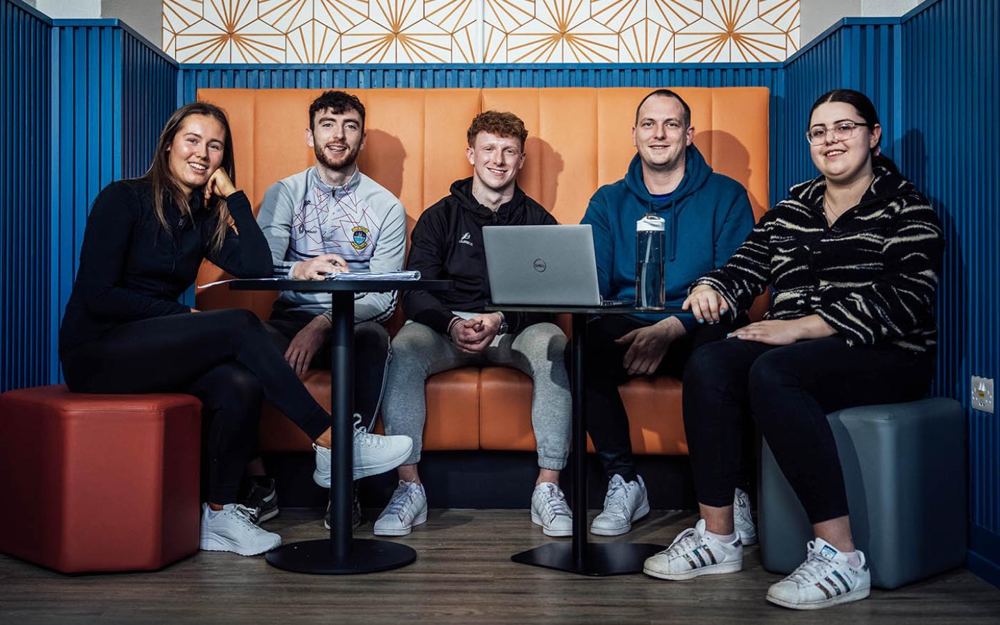 Students sitting in recreational area at MIC Thurles 