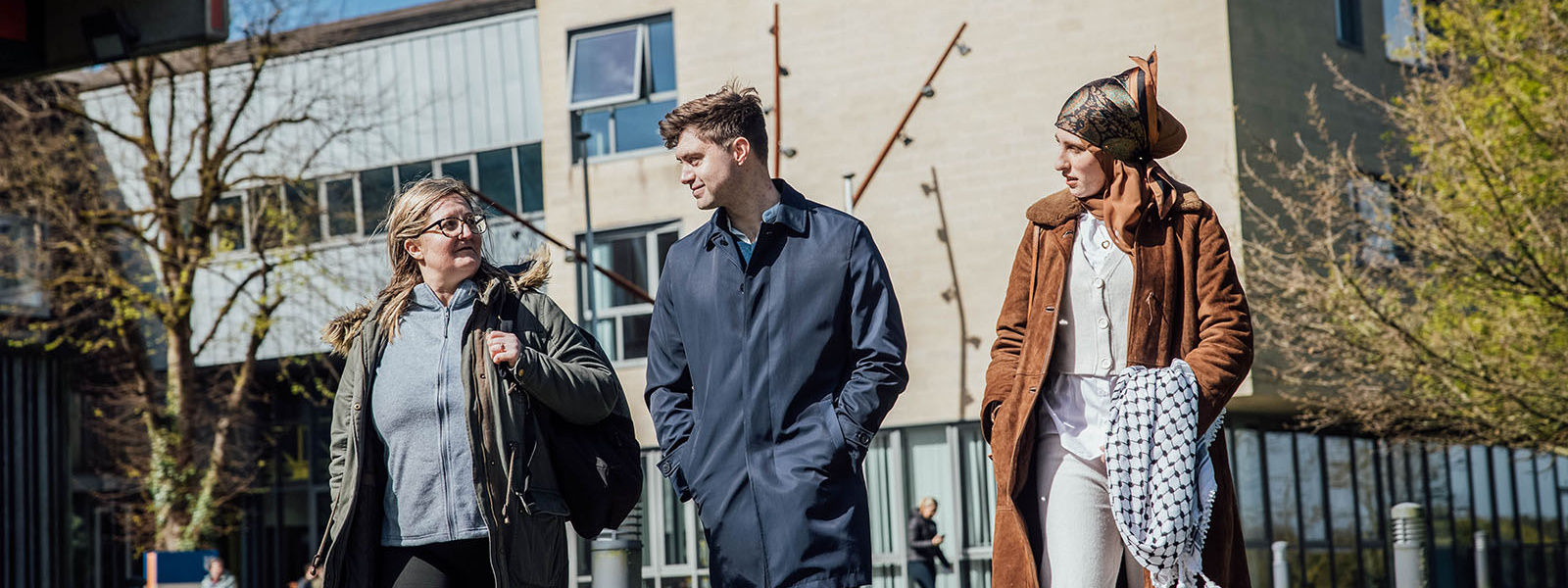 Postgraduate students walking on campus at MIC Limerick