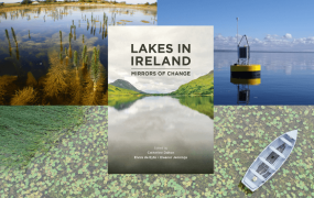 Montage of Irish lakes with book cover of Great Lakes in Ireland superimposed on it