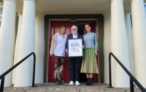 Prof. Gary O’Brien, Vice President of Governance & Strategy at Mary Immaculate College, pictured with Mariah and Michaela Kennedy Cuomo
