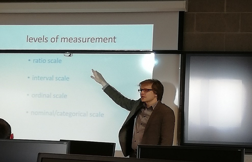 Dr Andreas Buerki, Cardiff University delivering his workshop on statistics in Applied Linguistics