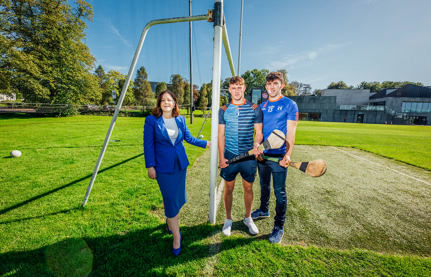 Pictured at the launch were Professor Niamh Hourigan, Vice-President Academic Affairs, MIC with MIC student Colin English, Tipperary All-Ireland senior hurling winner 2019 and MIC alumni Aaron Gillane, Limerick All-Ireland senior hurling winner 2018 and Fitzgibbon Cup winner 2017.