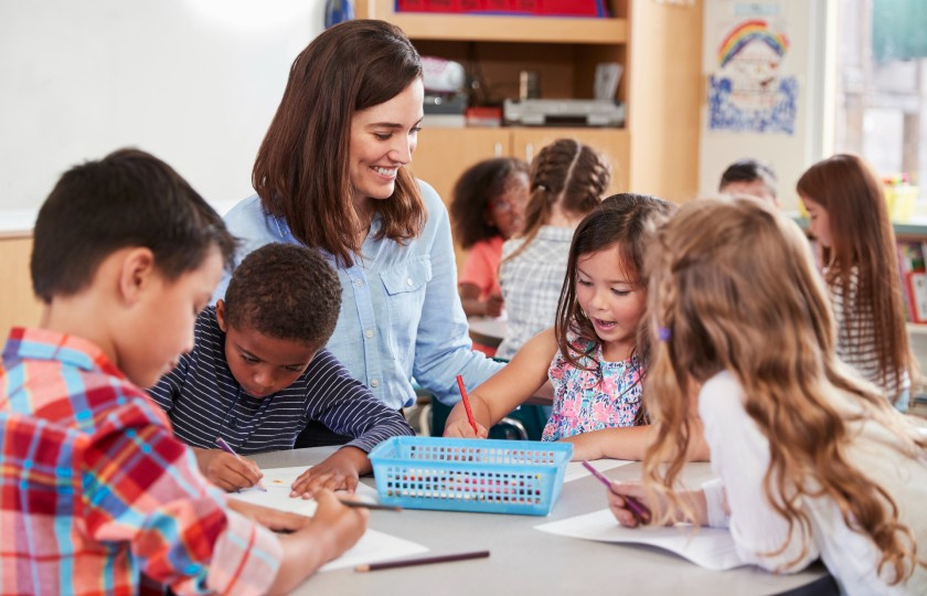 Students and teacher in class