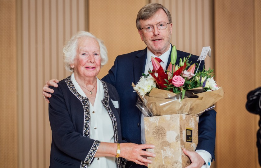 Joan Lucey Corbett with Professor Eugene Wall