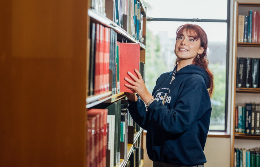 Female student in library