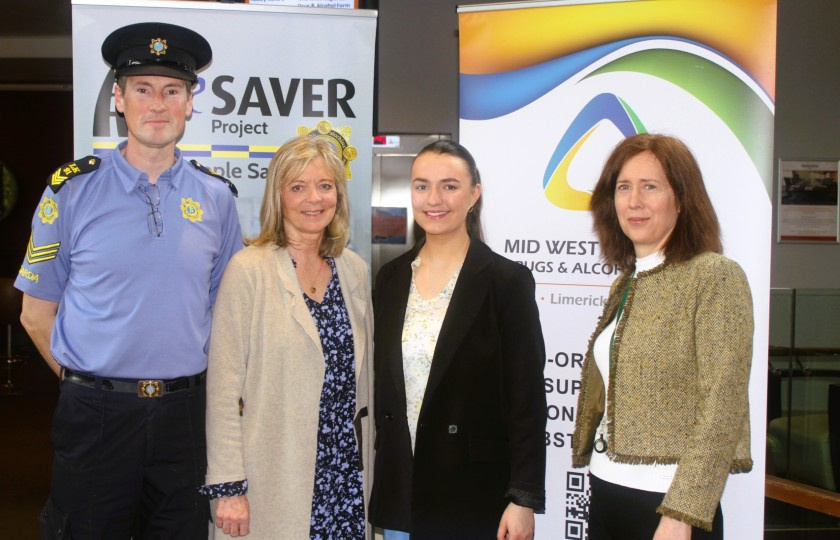 MIC's Healthy Campus staff Annemaree Coady and Ciara Moynihan with Garda Sergeant Kevin Balfe and Rionach Power, Mid-West Regional Drugs and Alcohol Forum