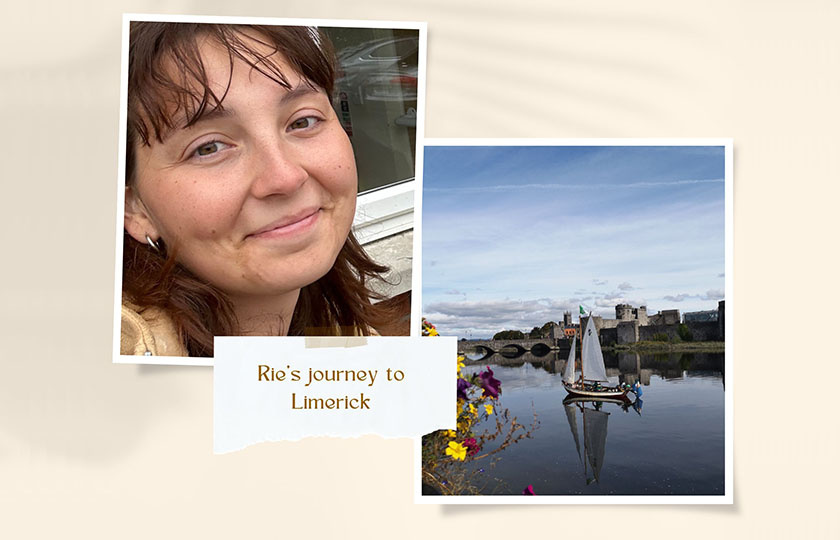 Photo of Rie and her journey from Frankfurt to Limerick.