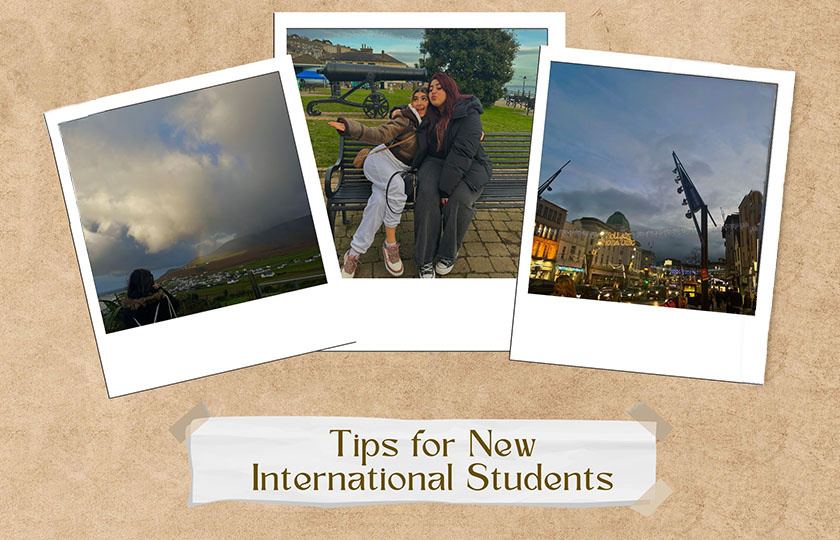 Collage of students and places as part of tips for international students piece