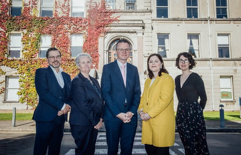  Main photo (L-R): Dr Ross Woods, Senior Manager, Teaching and Learning, Student Success, Health and Wellbeing, HEA; Prof. Marie Clarke, Chairperson of the HEA Student Engagement, Teaching and Learning Committee; Minister for Further and Higher Education, Research, Innovation and Science, Patrick O'Donovan TD; Prof. Niamh Hourigan, Acting President of MIC and Dr Katherine Whitehurst, Director of Teaching and Learning, MIC