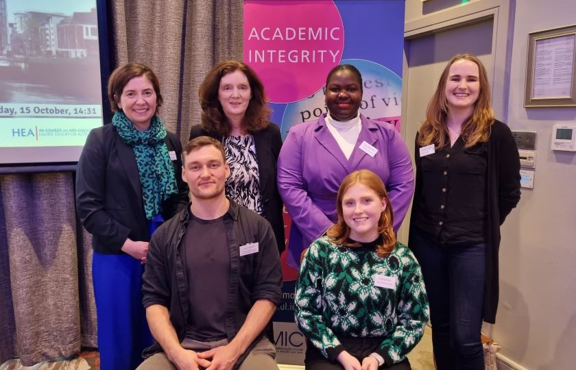 Photo of Dr Geraldine McDermott with the roundtable panelists Dr Mary Giblin, Lucy-Edith Kiiza, Rose O'Loughlin, Liam Conlon & Aisling Cusack