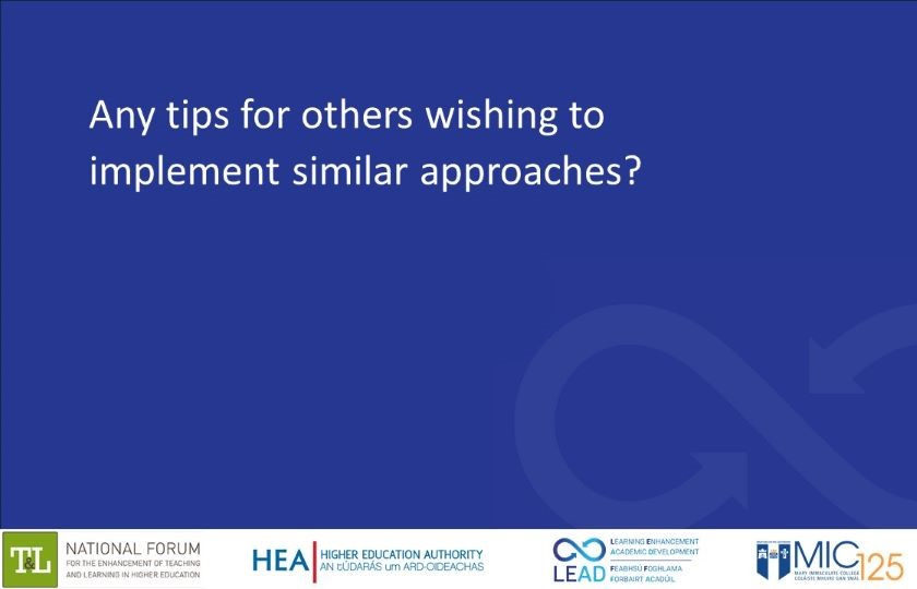 Thumbnail with text 'Any tips for others wishing to implement similar approaches'