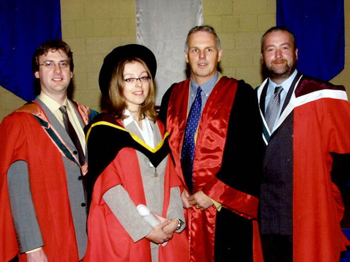 Dr Hazel Farrell pictured with Dr Michael Murphy, Dr Gareth Cox and Prof. Michael Healy, MIC.