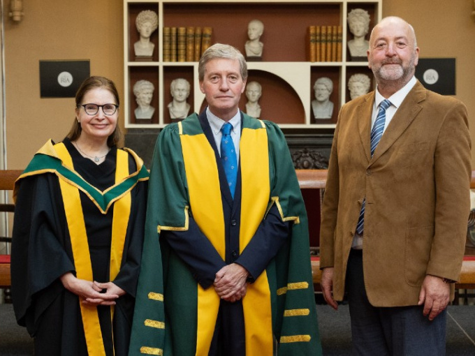 Dr Christiane Schönfeld with Professor Pat Guiry, President of the RIA, and Professor Michael Healy, Vice-President Research at MIC